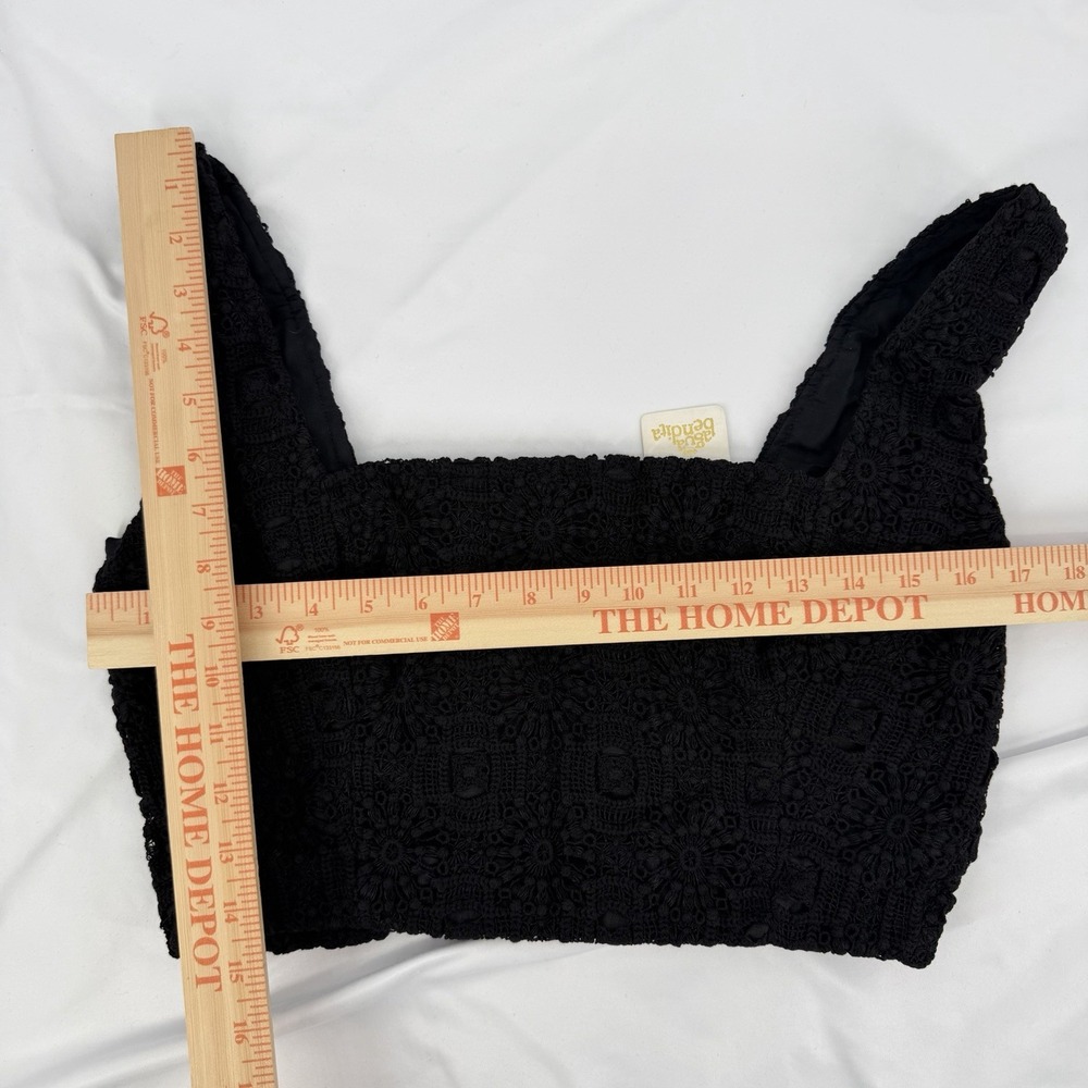 Agua Bendita | Revolve Sz L Black Kosia Crop Top Crochet Knit Sleeveless Beach - Picture 6 of 6
